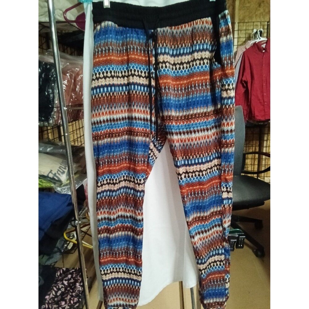 Ultra Flirt Colorful Patterned Harlem Pants with Drawstring